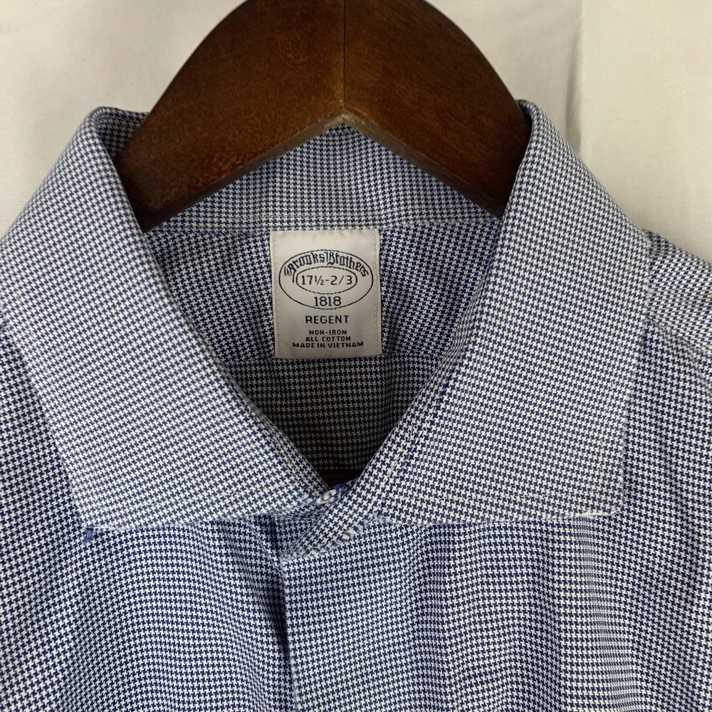 Brooks Brothers Blue Regent Shirt Size 17 1/2 - 2/3 Non Iron Cotton Striped‎